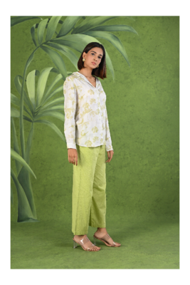 Senorita Light green & white modal & linen cotton full sleeve co-ord set 3