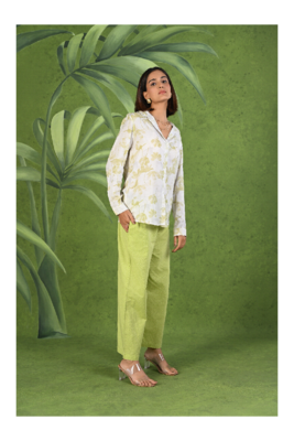 Senorita Light green & white modal & linen cotton full sleeve co-ord set 4