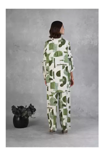 Senorita Green & white modal slub printed full sleeve co-ord set