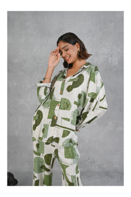 Senorita Green & white modal slub printed full sleeve co-ord set 4
