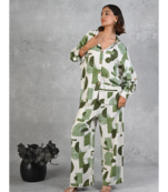 Senorita Green & white modal slub printed full sleeve co-ord set