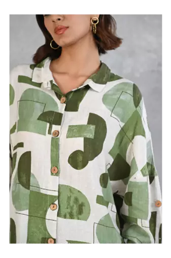 Senorita Green & white modal slub printed full sleeve co-ord set