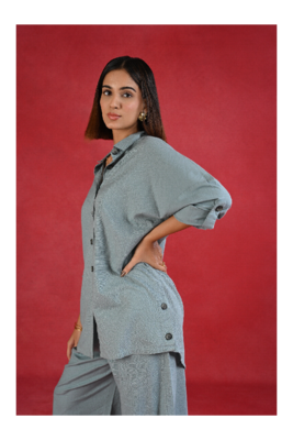 Senorita Slat grey solid linen cotton full sleeve co-ord set 5