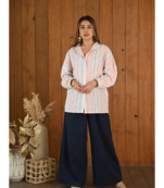 Senorita Baby pink & blue striped pattern linen cotton full sleeve co-ord set-012-wcod-bpnk-blu s