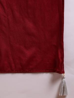 Maroon Plus Size Kurta Set with White Floral Embroidery 6