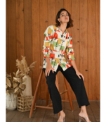 Senorita Orange & green pattern printed modal & linen cotton full sleeve co-ord set