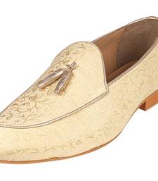 Tanny shoes men's jacquard material gold color ethnic shoe for bridal casual party