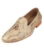 Tanny shoes men's jacquard material beige color ethnic shoe for bridal casual party