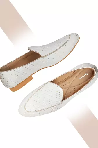 Tanny shoes men's jacquard material white ethnic shoe for bridal casual party