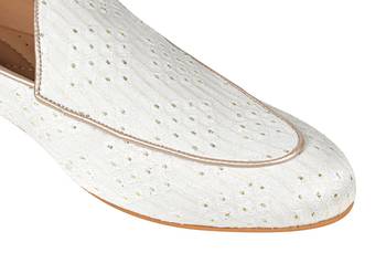 Tanny shoes men's jacquard material white ethnic shoe for bridal casual party 4