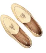 Tanny shoes men's jacquard material gold color ethnic shoe for bridal casual party