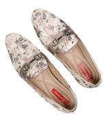 Tanny shoes men's faux leather beige printed ethnic shoes for bridal casual party