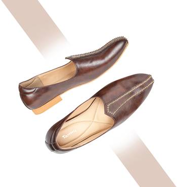 Tanny shoes men's faux leather brown zari embroidery ethnic shoe for bridal casual party 3