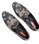 Tanny shoes men's faux leather black printed ethnic shoes for bridal casual party