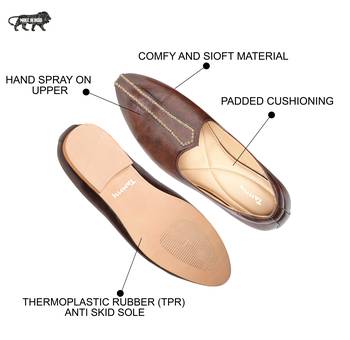 Tanny shoes men's faux leather brown zari embroidery ethnic shoe for bridal casual party 5