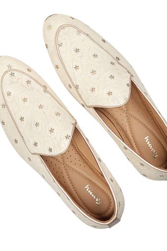 Tanny shoes men's fabric material all over embroidered gold ethnic shoes for bridal casual party