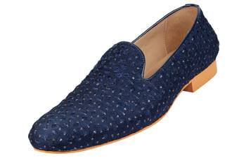 blue textile jutti shoes with zari work 2