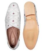 Tanny shoes men's fabric material white all over embroidery ethnic shoe for bridal casual party