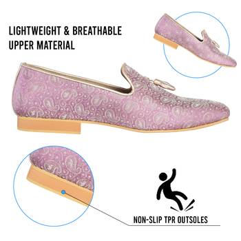 Tanny shoes men's fabric material purple ethnic shoe for bridal casual party 3