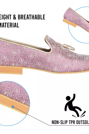 Tanny shoes men's fabric material purple ethnic shoe for bridal casual party