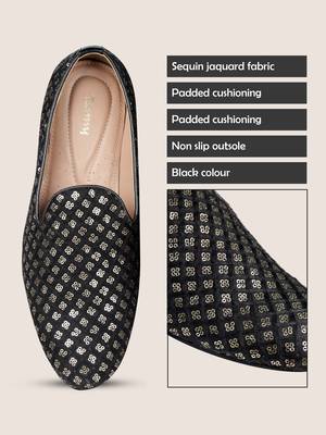 Tanny shoes men's fabric material black all over chumki work ethnic shoe for bridal casual party 3