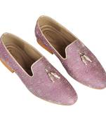 Tanny shoes men's fabric material purple ethnic shoe for bridal casual party