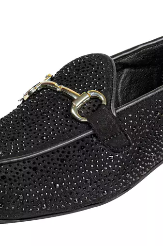 Tanny shoes men's suede material all aoaver stone work black ethnic shoe for bridal casual party