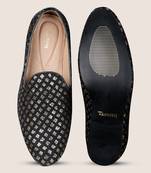 Tanny shoes men's fabric material black all over chumki work ethnic shoe for bridal casual party