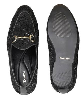 Tanny shoes men's suede material all aoaver stone work black ethnic shoe for bridal casual party 4