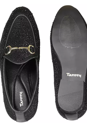 Tanny shoes men's suede material all aoaver stone work black ethnic shoe for bridal casual party