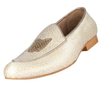 Tanny shoes men's jaquart material golden zari embroidery ethnic shoe for bridal casual party 2