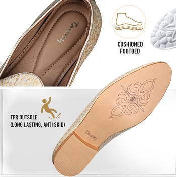 Tanny shoes men's jaquart material golden zari embroidery ethnic shoe for bridal casual party 3