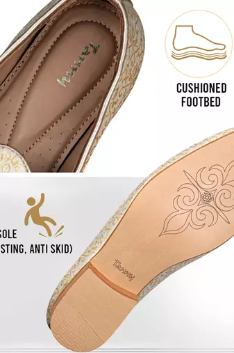 Tanny shoes men's jaquart material golden zari embroidery ethnic shoe for bridal casual party