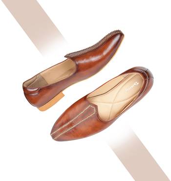Tanny shoes men's faux leather tan zari embroidery ethnic shoe for bridal casual party 3