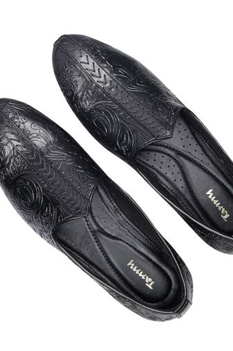 Tanny shoes men's faux leather black embosed jutti for bridal casual party