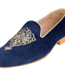 Tanny shoes men's velvet material zari embroidery blue slip on jutti