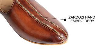 Tanny shoes men's faux leather tan zari embroidery ethnic shoe for bridal casual party 4