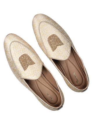 Tanny shoes men's jaquart material golden zari embroidery ethnic shoe for bridal casual party 1