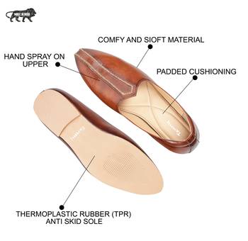 Tanny shoes men's faux leather tan zari embroidery ethnic shoe for bridal casual party 5