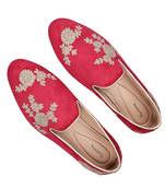 Tanny shoes men's velvet material all over embroidery maroon slip on jutti