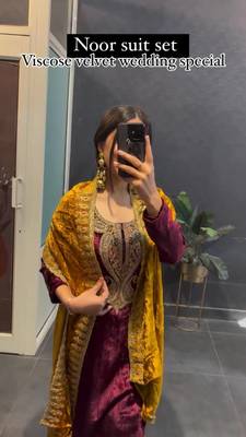 Maroon Viscos Velvet Embroidery Work Full Sleeve Fully Stitched Ready To Wear Kurti Set 3