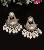White color pakistani kundan earrings
