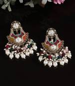 Multi color pakistani kundan earrings