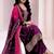 Purple premium embroidered vichitra silk semi stitched salwar suit
