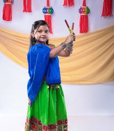 Banjara india girls kutch work embroidegreen lehenga choli set with dupatta (cc1-wild) - green