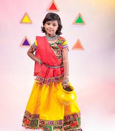 Banjara india girls kutch work embroideyellow lehenga choli set with dupatta (cc1-wild) - yellow