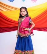 Banjara india girls kutch work embroideblue lehenga choli set with dupatta (cc1-wild) - blue