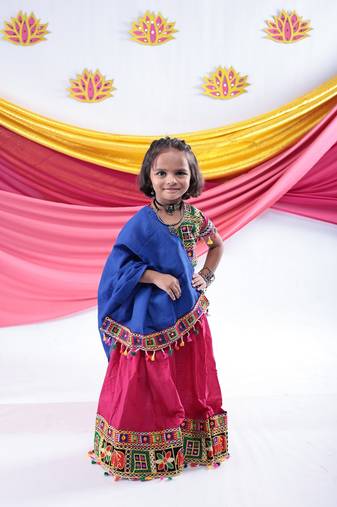 Banjara india girls kutch work embroidegreen lehenga choli set with dupatta (cc1-wild) - pink