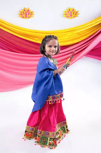 Banjara india girls kutch work embroidegreen lehenga choli set with dupatta (cc1-wild) - pink