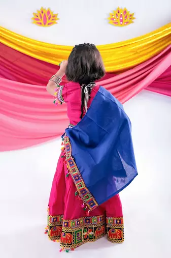 Banjara india girls kutch work embroidegreen lehenga choli set with dupatta (cc1-wild) - pink